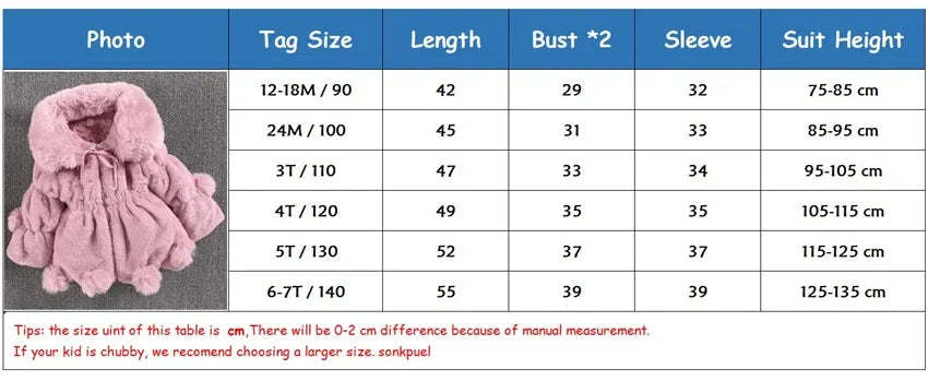 Baby Girls Warm Winter Coats Thick Faux Fur Fashion Kids Hooded Jacket Coat for Girl Outerwear Children Clothing 2 3 4 6 7 Years