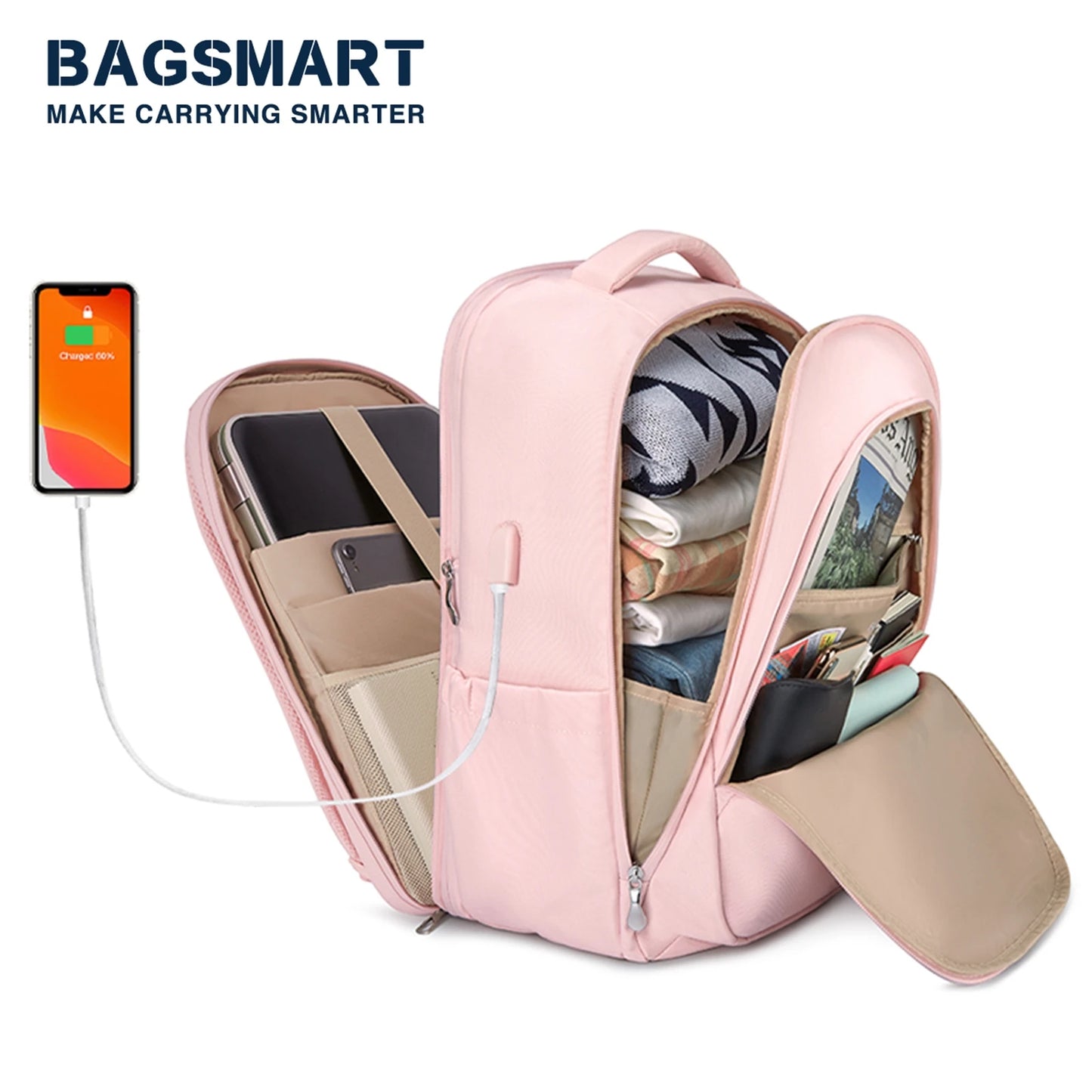 BAGSMART Backpacks for Women School Bag for girl 17.5''/15.6'' Notebook Travel Laptop Computer Backpack with USB Charging Port