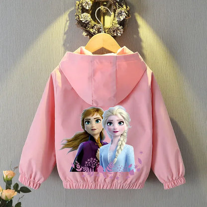 Baby Girls Spring Autumn Frozen Jacket Coats Clothes Little Girls Cartoon Elsa Anna With Hooded Collar Sweatshirt Kids Clothing