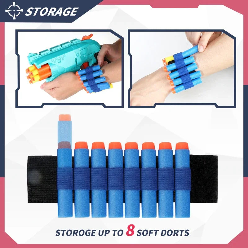 Kids 6-Shot Soft Bullet Gun with 20 Bullets Target Wristband Nerf Blaster Toy Gun Indoor Outdoor Shooting Dart Blaster Gift