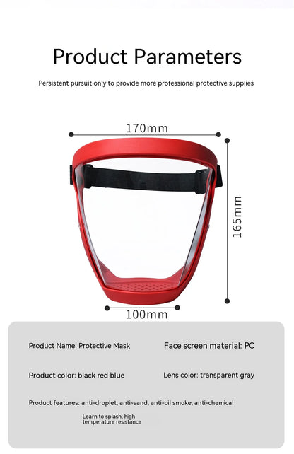 Transparent Facial Protector Super Protective Face Shield for Work Weed Whacking Anti-Fog Full Face Mask for Kitchen Oil Proof