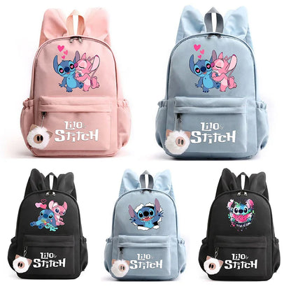 Disney Lilo Stitch Cute Backpack for Girl Boy Student Teenager Rucksack Women Casual School Bags Travel Rabbit Ears Mochila