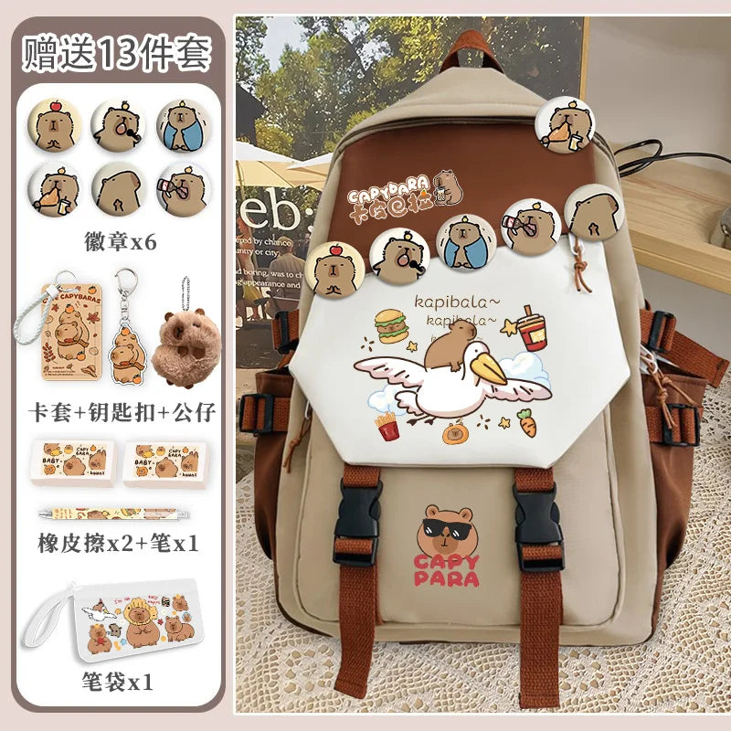 Kapibara school bag high-capacity primary school students junior high school girls good-looking teenagers backpack