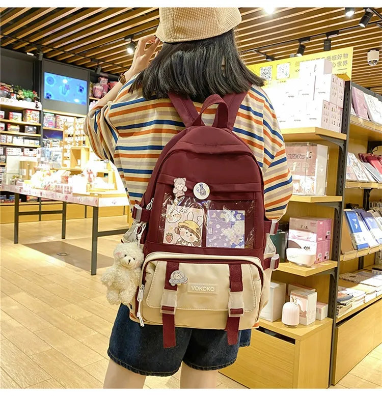 Kawaii Women Backpack Waterproof School Bag For Teenager Girl Student Bookbag Laptop Rucksack Cute Female Travel Bagpack Mochila