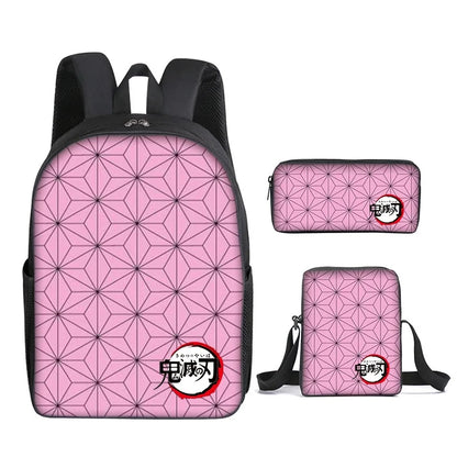 Nezuko Demon Slayer Anime 3Pcs/Set Backpack Student School Shoulder Bag Kids Cute Travel Backpack for Children Birthday Gifts