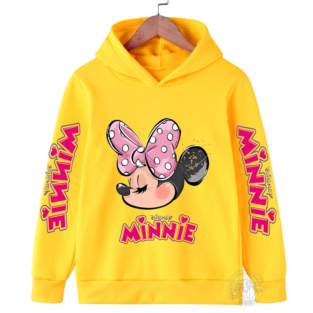 2023 Autumn/Winter Boys Minnie Warm Top 3-14 Year Old Children's Hoodie Girls Outdoor Sports Shirt