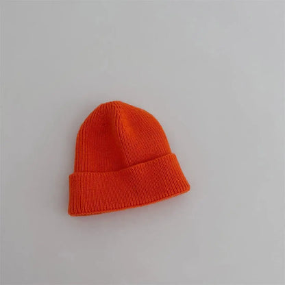 Autumn Winter Knitsuit Boy Girl Children Candy Color Solid Casual Knitted Hat Baby Warm Soft Cotton Cap Kid Fashion Kniting Caps