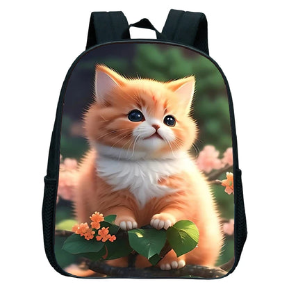 Cute Cat Print Backpack For Preschool Children Kitten Pattern School Bags Lightweight Boys Girls Kindergarten Backpack Kids Gifs