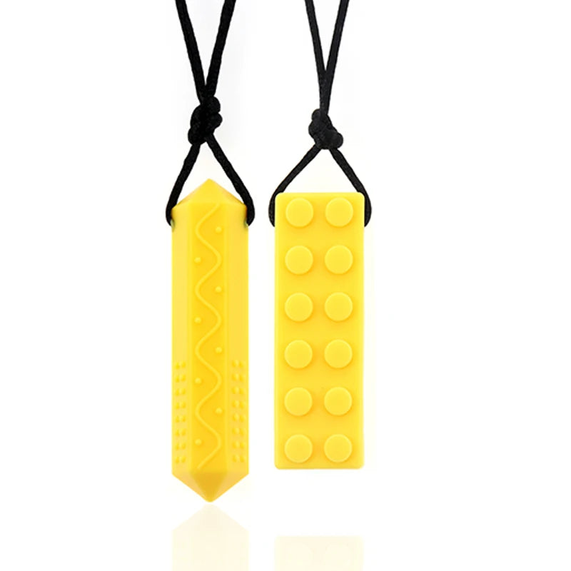 Sensory Chew Necklaces(2 Pack) for Kids with Teething, ADHD, Autism, Biting Needs, Oral Motor Chewy Teether, Chewlery Tool