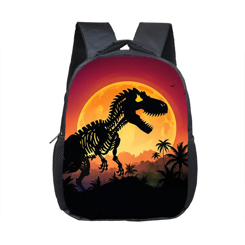 12 Inch Cute Dinosaur Print Backpack for 2-4 Years Old T-rex Skeleton Kids School Bag Kindergarten Girls Toddler Bookbags Gift