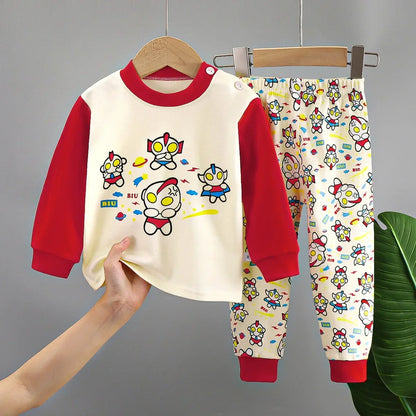 New Kids Boys Girls Pure Cotton Pajamas Cute Cartoon Long Sleeve Pyjamas Toddler Baby Autumn Sleepwear Children's Clothing Sets