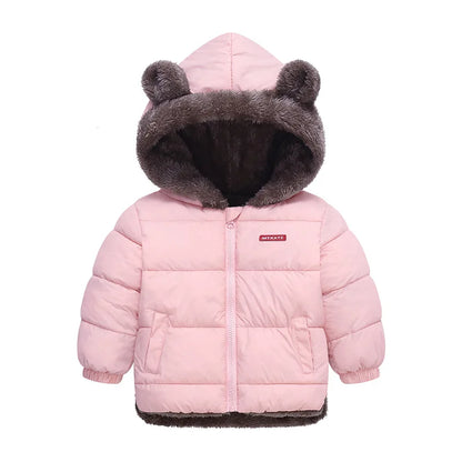 Kids Thick Warm Coats Winter Children's Fleece Hooded Jackets Autumn Cashmere Padded Snowsuit Boys Girls Cotton Outerwear 2-6Y