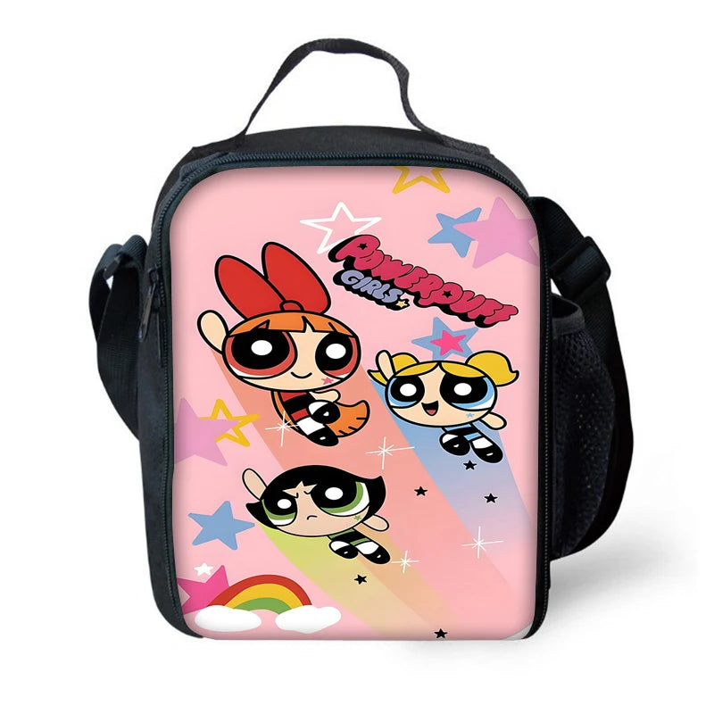 3 pcs set Cute Anime Powerpuffs Girlss Child School Backpack with Lunch Bags ,Pencil Bags ,School Bags for Boys Girls Best Gift