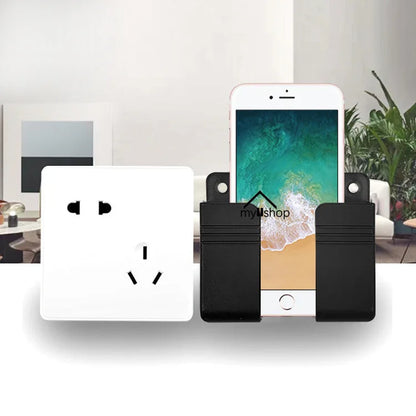 Multifunction Phone Holder Wall Mounted Organizer Storage Box Wall Remote Control Cable Charging Dock Adhesive Stand Racks