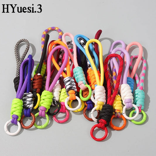 Colorful Braided Lanyard Keychain Unisex Anti-Lost Wrist Strap Paracord With Key Ring For Phone Camera U Disk Bottle Accessories