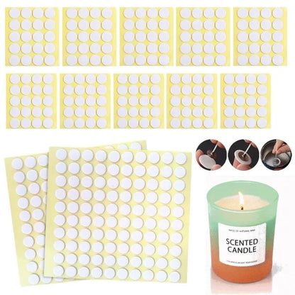 100PCS Candle Wick Stickers Transparent Acrylic Heat Resistance Double-Sided Stickers for Candle Making Kit DIY Tool