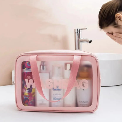 Pu Frosted Clear Makeup Box Waterproof Travel Toiletry Bag Large Capacity Portable Bath Storage Bag Children's Lunch Bag