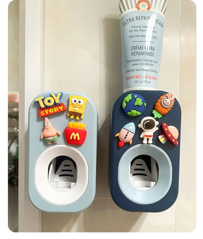 Automatic Kids Toothpaste Dispenser Toothpaste Squeezer for Children Household Cartoon Toothbrush Holder Bathroom Accessories