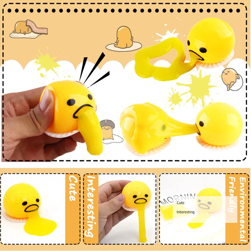 Sticky Funny Toy Disgusting Egg Yolk Brother Vomiting Egg Yolk Army Lazy Egg Custard Vomiting Ball Decompression Funny Toy