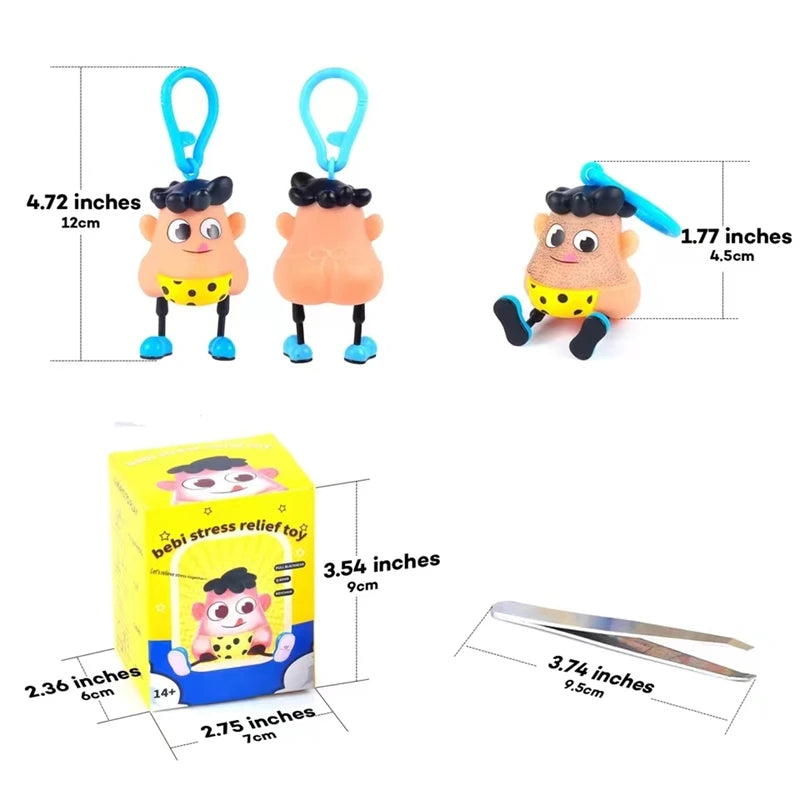 Novelty Plucking Blackhead Fidget Toys Cartoon Pulling Hair Beard Skin Picking Keychain Pimple Anti Stress for Kids Adults Gifts