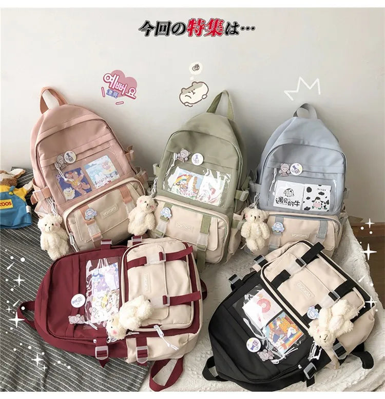 Kawaii Women Backpack Waterproof School Bag For Teenager Girl Student Bookbag Laptop Rucksack Cute Female Travel Bagpack Mochila