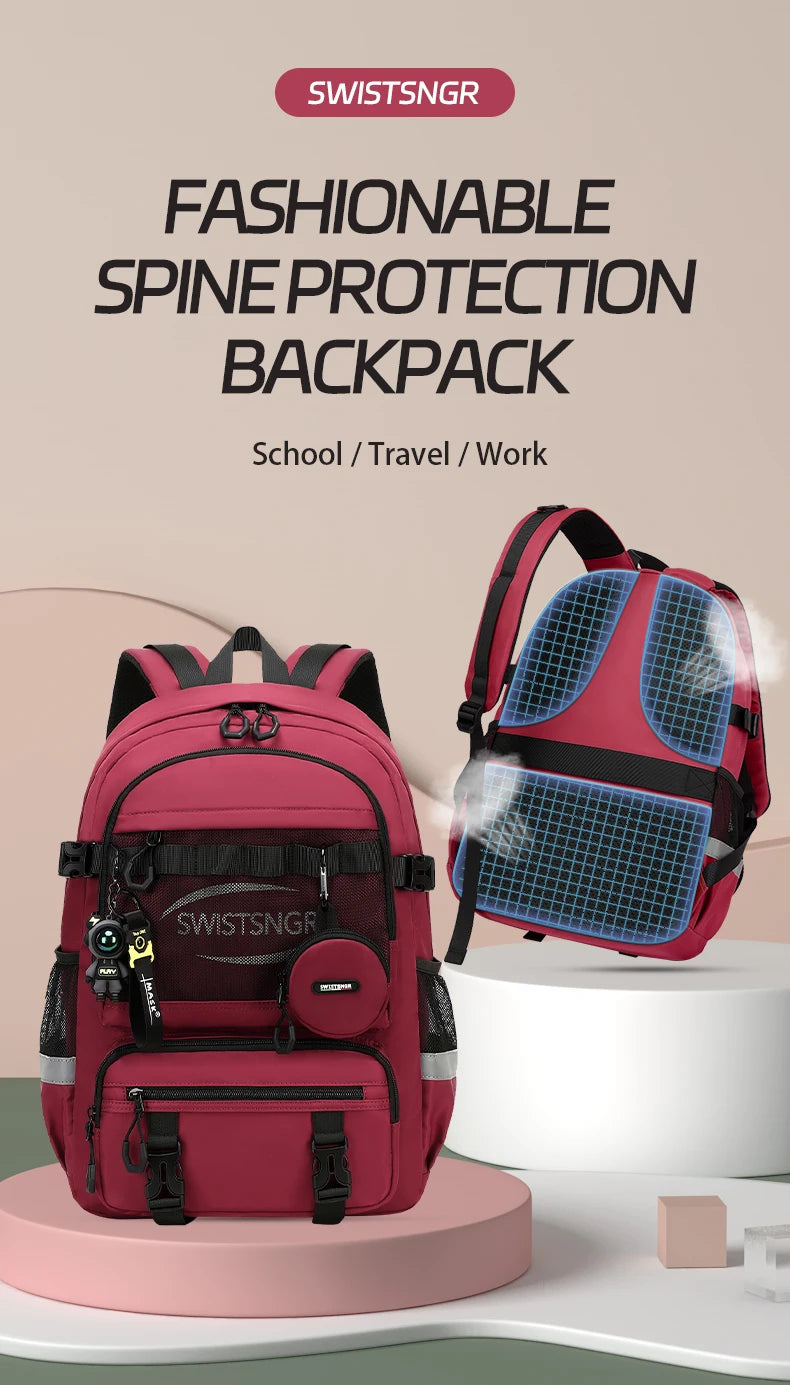 2024 New Large Airplane Travel Backpack for Girls Waterproof Fashion 15/17 Inch Laptop Backpacks Women Children Schoolbags Male