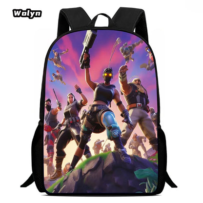 Cartoon F-For-T-TNITE Child School Backpack With Lunch Bags Pencil Bags For Kindergarten,Best Gift For Boys and Girls