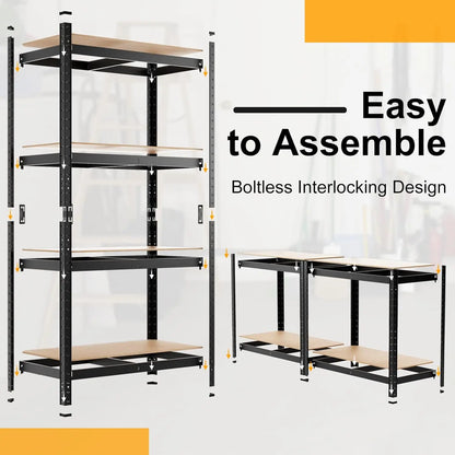 Ergomaster Storage Shelves Metal Garage Shelving Unit 4-Shelf Adjustable Heavy Duty Boltless Organizer Rack For Home Office