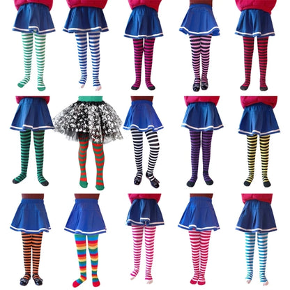 77HD Halloween Cosplay Children Stripe Pantyhose Stockings Baby Boys Girls Christmas Tights Kids Masquerade Party Costumes