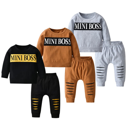 Infant Baby Boys Girls Clothes Newborn Autumn Long Sleeve Letter Cotton Tops Casual Pants Toddler Clothing Outfit Set Fall 0-24M