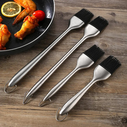 Silicone Basting Brush BBQ Grill Oil Sauce Brush Stainless Steel Handle Oil Brushes Butter Bread Brush BBQ Kitchen Accessories