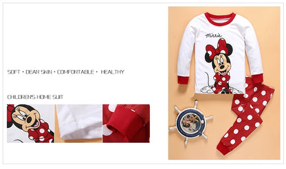 New Spring Autumn Children's Clothing Set Mickey Minnie girl boy Sleepwear Kids Pajamas Set Baby Girls Cotton Cartoon Pyjamas