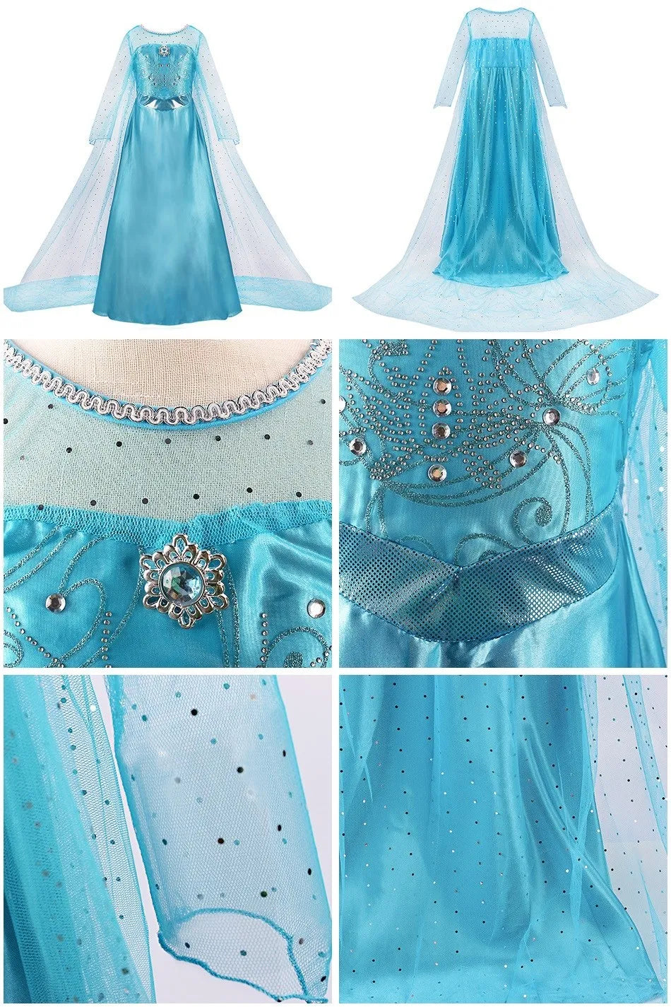 Girls Elsa Anna Dress Children Princess Carnival Dress Kids Jasmine Rapunzel Pageant Flower Disguise Cosplay Christmas Costume