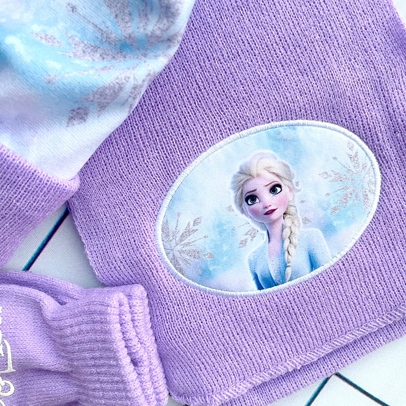 Children's Hat New Fall Winter ELSA Cartoon Hat Scarf Gloves Kids Toddler Girl Hat and Scarf Set