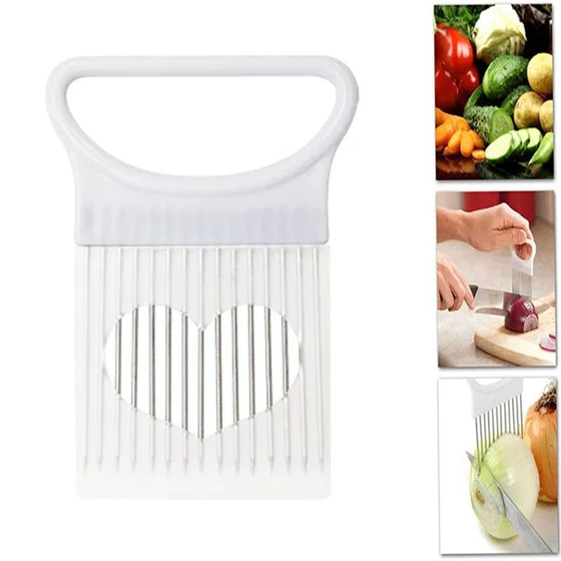 Stainless Steel Onion Holder Slicer Prongs Cutter Chopper Vegetable and Meat Cutter Holder Comb Kitchen Gadget Accessories