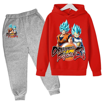 Winter Dragon Ball hoodies for boys and girls, children's cartoon Goku sweatshirts, outdoor sports children's simple fashion top