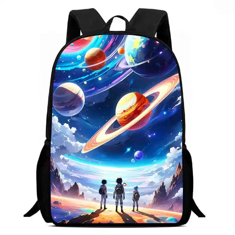 Cartoon Night Sky Child School Backpack With Lunch Bags Pencil Bags For Kindergarten,Best Gift For Boys and Girls