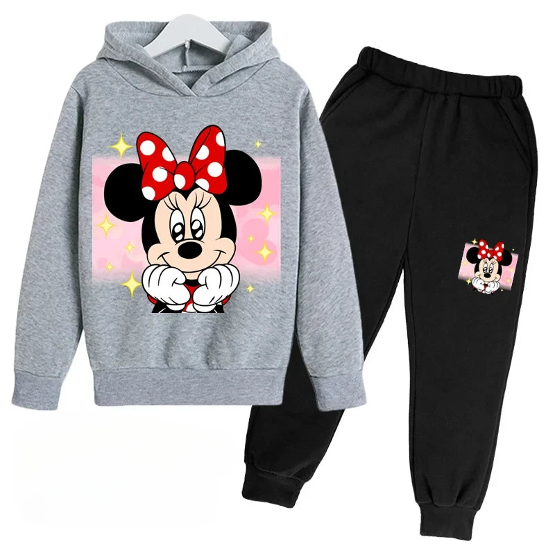 New Mickey and Minnie Cartoon Hoodie and Pants for Kids Long Sleeve Boys and Girls Spring and Autumn 2 Sets Kids Clothes Girls