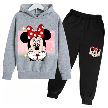 New Mickey and Minnie Cartoon Hoodie and Pants for Kids Long Sleeve Boys and Girls Spring and Autumn 2 Sets Kids Clothes Girls