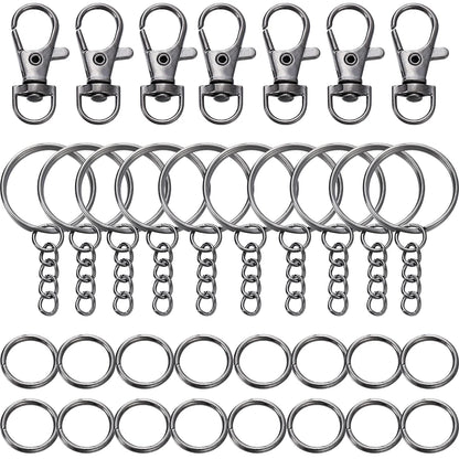 70Pcs/Set Swivel Snap Hook and Key Rings with Chain Jump Rings Connectors for DIY Keychain Lanyard Jewelry Making Supplies