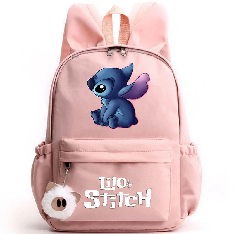 Disney Lilo Stitch Cute Backpack for Girl Boy Student Teenager Rucksack Women Casual School Bags Travel Rabbit Ears Mochila