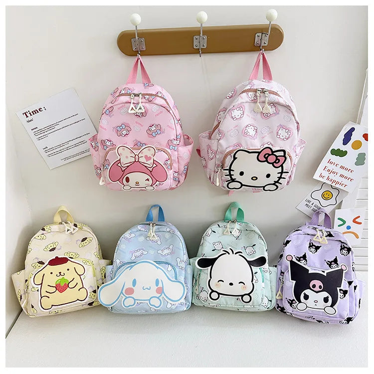 Sanrioed Anime Hello Kitty Cinnamoroll My Melody Kuromi Cute Kid Backpack Kawaii Cartoon Leather Mini School Bag Holiday Gift