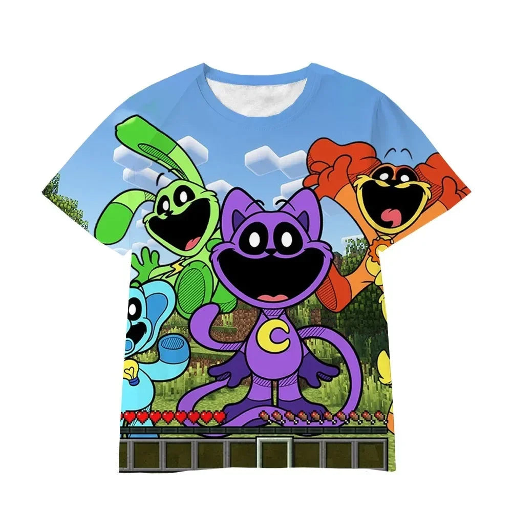 Smiling Critters T Shirt Kids Fashion Cartoon 3D Printed Casual Children Birthday Gift Baby Clothes Kids Short Sleeve T-shirts