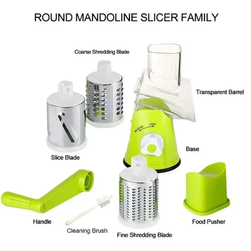 Manual Rotary Vegetable Slicer Fruit Cutter Round Mandoline Kitchen Vegetable Cheese Grater Chopper Manual Slicer