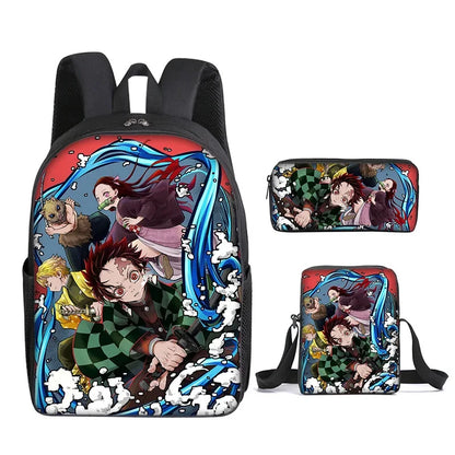 Nezuko Demon Slayer Anime 3Pcs/Set Backpack Student School Shoulder Bag Kids Cute Travel Backpack for Children Birthday Gifts