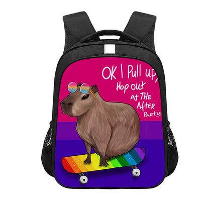 Kawaii Capybara Print Backpack Women Men Don't Worry Be Capy Children Student School Bags Laptop Kindergarten Rucksack Gift