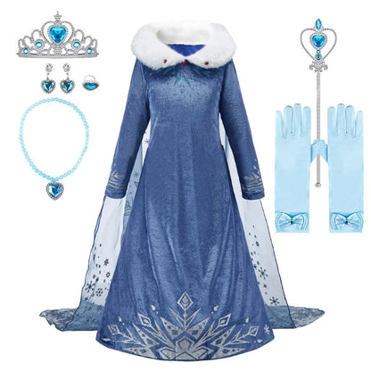 Baby Princess Dress Girls Elsa Anna Birthday Floral Costume Kids Cosplay Evening Long Sleeve Clothes Snow Queen Wedding Fantasy