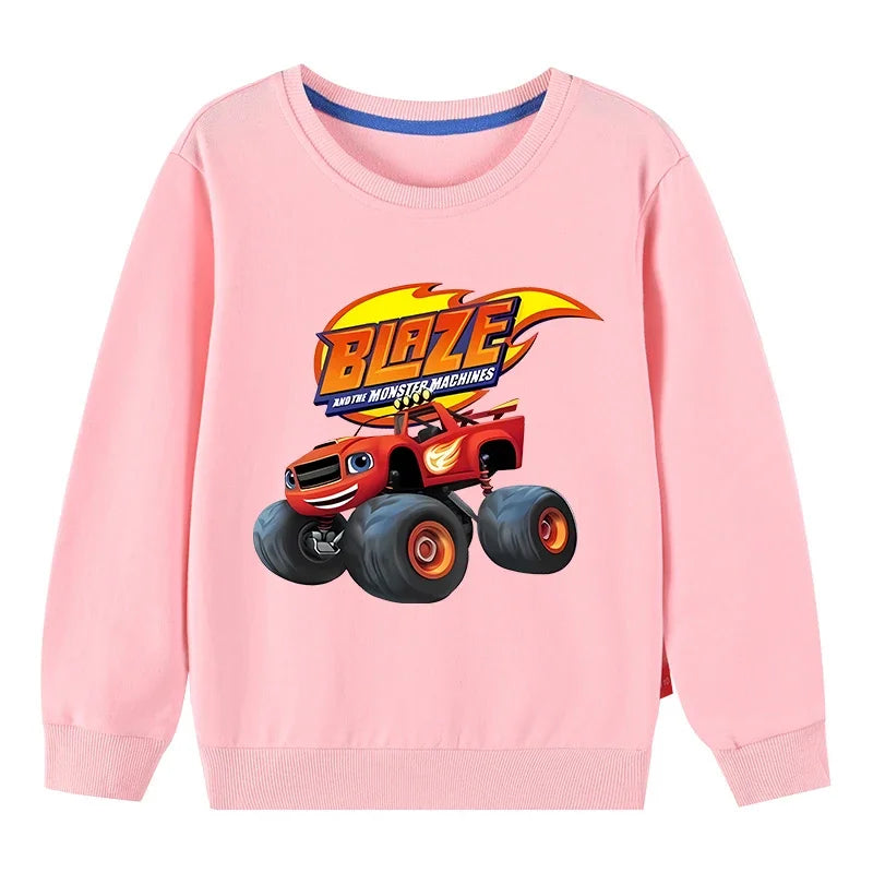 Autumn Kids Blaze And The Monster Machines Cartoon Funny Sweatshirts Children's Hoodies Baby Pullover Tops Girls Boys Clothes