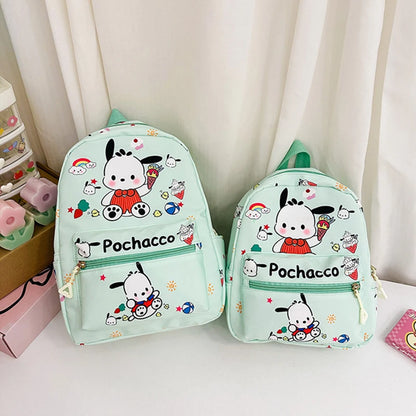 Sanrio Kuromi Hello Kitty My Melody Cinnamoroll Cartoon Backpack Cute Pompom Purin Pochacco School Bag For Adults Kids Sac A Dos