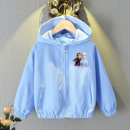 Baby Girls Spring Autumn Frozen Jacket Coats Clothes Little Girls Cartoon Elsa Anna With Hooded Collar Sweatshirt Kids Clothing